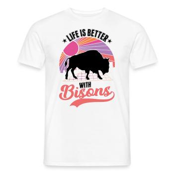 Life is better with a buffalo Buffalo - Men's T-Shirt - white - Front - AI Model Male 178 dark (178cm)