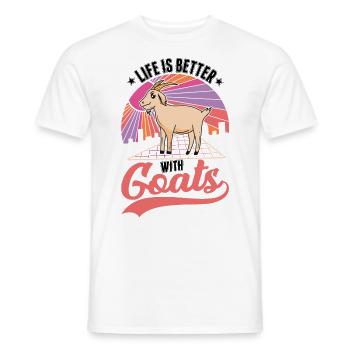 La vie est meilleure avec les chèvres hôte chèvre - T-shirt homme - blanc - Devant - AI Model Male 178 dark (178cm)