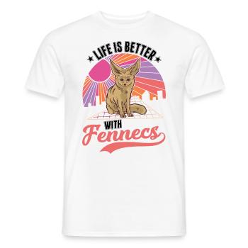 Das Leben ist besser mit einem Fennek - Männer T-Shirt - Weiß - Vorne - AI Model Male 178 dark (178cm)