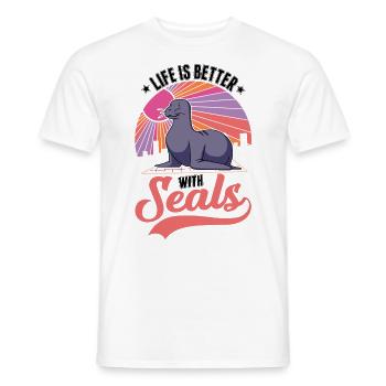 Das Leben ist besser mit einem Seehund Robbe - Männer T-Shirt - Weiß - Vorne - AI Model Male 178 dark (178cm)