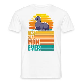 Best Seal Mom Ever Robben Mama Seehund - Männer T-Shirt - Weiß - Vorne - AI Model Male 178 dark (178cm)