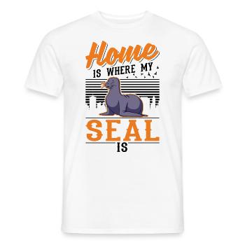Zuhause ist wo meine Robbe ist Seehund Seelöwe - Männer T-Shirt - Weiß - Vorne - AI Model Male 178 dark (178cm)