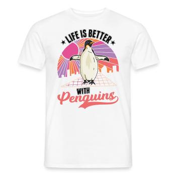 Life is better with Penguins Penguin - Men's T-Shirt - white - Front - AI Model Male 178 dark (178cm)