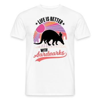 Life is better with aardvark - Men's T-Shirt - white - Front - AI Model Male 178 dark (178cm)