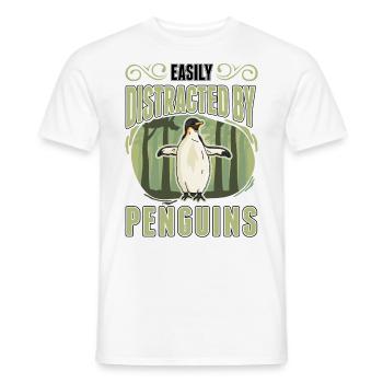 Easily distracted by Penguins Pinguin - Männer T-Shirt - Weiß - Vorne - AI Model Male 178 dark (178cm)