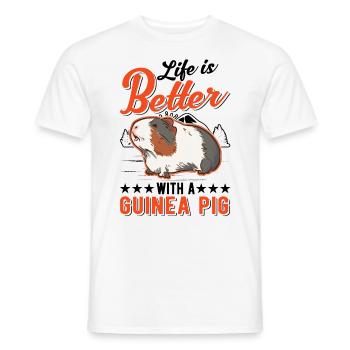 La vie est meilleure avec un cochon d’Inde - T-shirt homme - blanc - Devant - AI Model Male 178 dark (178cm)