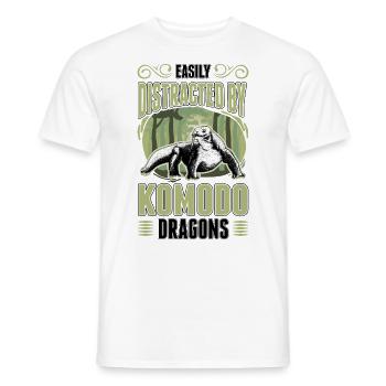 Easily distracted by Komodo Dragons Waran - Männer T-Shirt - Weiß - Vorne - AI Model Male 178 dark (178cm)