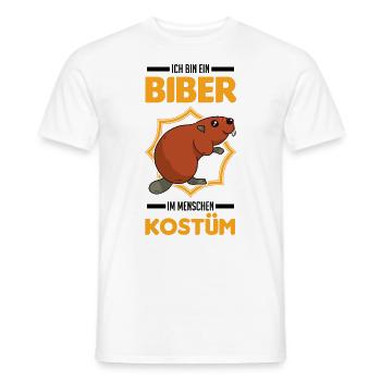 Ich bin ein Biber Im Menschen Kostüm - Männer T-Shirt - Weiß - Vorne - AI Model Male 178 dark (178cm)