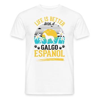 Life is better with a Galgo Espanol - Men's T-Shirt - white - Front - AI Model Male 178 dark (178cm)