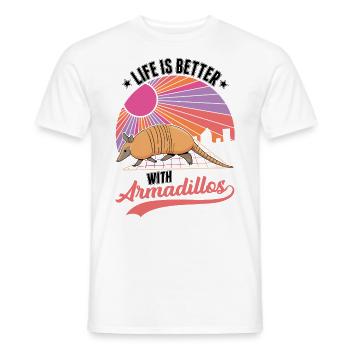Life is better with Armadillo's armadillo - Men's T-Shirt - white - Front - AI Model Male 178 dark (178cm)