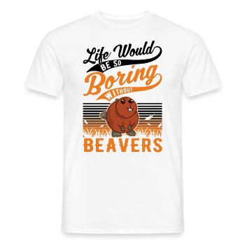 Biber Geschenk Biberdamm - Männer T-Shirt - Weiß - Vorne - AI Model Male 178 dark (178cm)
