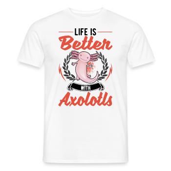 La vie est meilleure avec la salamandre à queue d’Axolotl - T-shirt homme - blanc - Devant - AI Model Male 178 dark (178cm)
