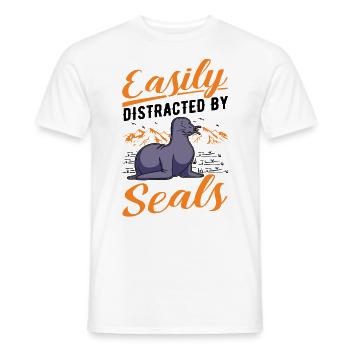 Easily distracted by Seal Robbe Sea Lion - Men's T-Shirt - white - Front - AI Model Male 178 dark (178cm)