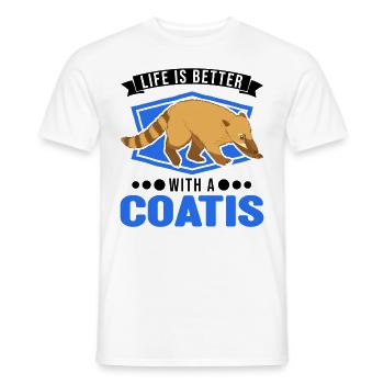 Life is better with a coati - Men's T-Shirt - white - Front - AI Model Male 178 dark (178cm)