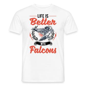 Das Leben ist besser mit Falken Falkner - Männer T-Shirt - Weiß - Vorne - AI Model Male 178 dark (178cm)