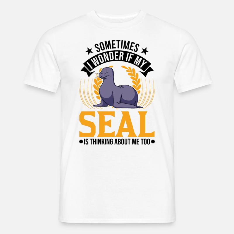 Robbe Geschenk Seehund Seelöwe - Männer T-Shirt - Weiß