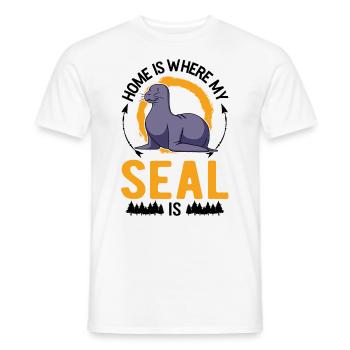 Zuhause ist wo meine Robbe ist Seehund Seelöwe - Männer T-Shirt - Weiß - Vorne - AI Model Male 178 dark (178cm)