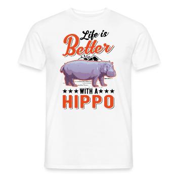 La vie est meilleure avec un hippopotame - T-shirt homme - blanc - Devant - AI Model Male 178 dark (178cm)