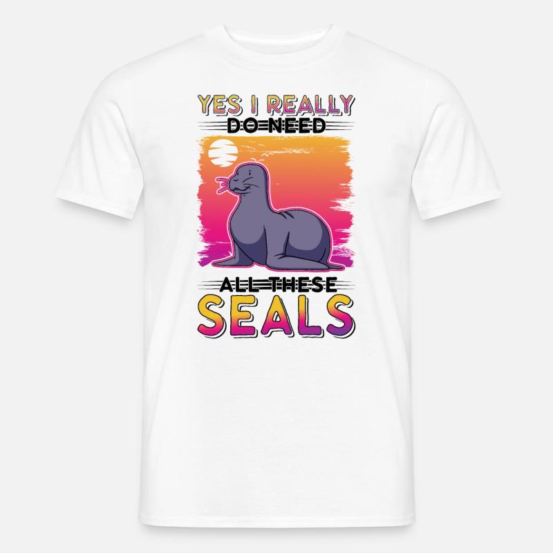Robbe Geschenk Seehund Seelöwe - Männer T-Shirt - Weiß