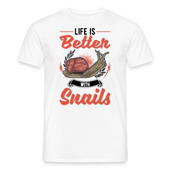 Life is better with a snail - Men's T-Shirt - white - Front - AI Model Male 178 dark (178cm)