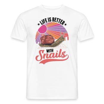 Life is better with a snail - Men's T-Shirt - white - Front - AI Model Male 178 dark (178cm)