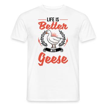 Life is better with geese goose breeders - Men's T-Shirt - white - Front - AI Model Male 178 dark (178cm)