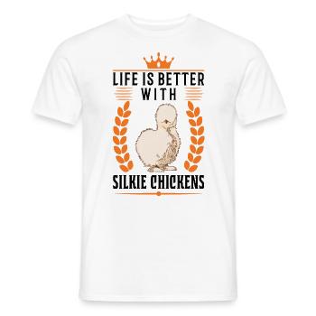 La vie est meilleure avec un poulet en soie - T-shirt homme - blanc - Devant - AI Model Male 178 dark (178cm)