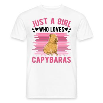 Just a Girl Who loves Capybaras Capybara Mädchen - Men's T-Shirt - white - Front - AI Model Male 178 dark (178cm)