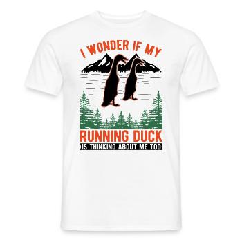 Indian Running Duck Bouteille cadeau Canard Canard - T-shirt homme - blanc - Devant - AI Model Male 178 dark (178cm)