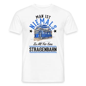 Man ist niemals zu alt für eine Straßenbahn - Männer T-Shirt - Weiß - Vorne - AI Model Male 178 dark (178cm)