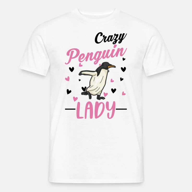 Crazy Penguin lady Pinguin - Männer T-Shirt - Weiß