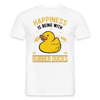 Squeaky Duck Happiness Bathing Duck Rubber Duck - Men's T-Shirt - white - Front - AI Model Male 178 dark (178cm)