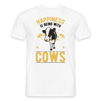 Cow Happiness Farmer Cattle Breeder Cows - Men's T-Shirt - white - Front - AI Model Male 178 dark (178cm)