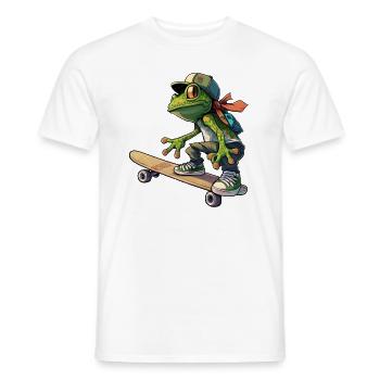 Frosch fährt Skateboard Frösche Kröte Amphibie - Männer T-Shirt - Weiß - Vorne - AI Model Male 178 dark (178cm)