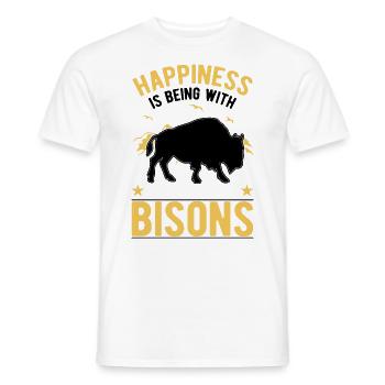 Buffle Bison chanceux Buffle d’eau - T-shirt homme - blanc - Devant - AI Model Male 178 dark (178cm)