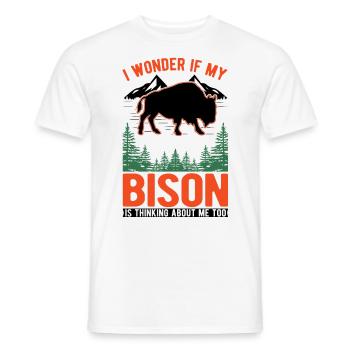 Buffalo Gift Bison Buffallo Buffle d’eau - T-shirt homme - blanc - Devant - AI Model Male 178 dark (178cm)