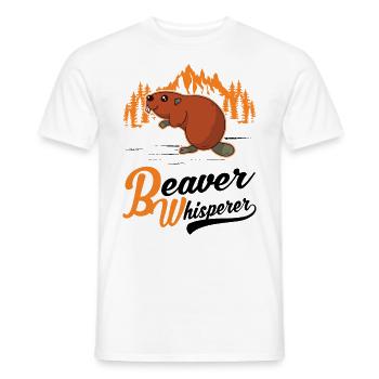Biber Flüsterer Beaver Whisperer - Men's T-Shirt - white - Front - AI Model Male 178 dark (178cm)