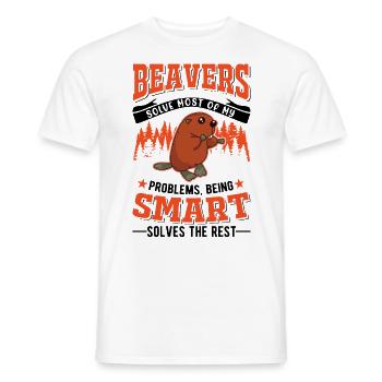 Biber Geschenk Biberdamm - Männer T-Shirt - Weiß - Vorne - AI Model Male 178 dark (178cm)