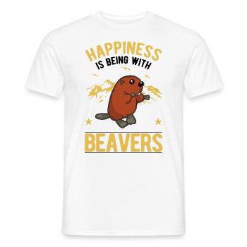 Happiness is being with Beavers Biber - Männer T-Shirt - Weiß - Vorne - AI Model Male 178 dark (178cm)