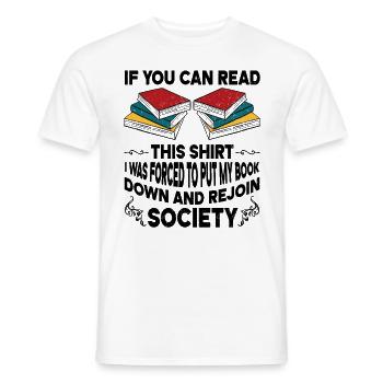 I Was Forced To Put My Book Down Reading - Men's T-Shirt - white - Front - AI Model Male 178 dark (178cm)