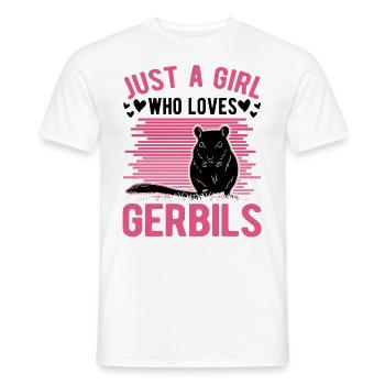 Juste une fille qui aime la fille de Gerbille Gerbille Gerbille - T-shirt homme - blanc - Devant - AI Model Male 178 dark (178cm)