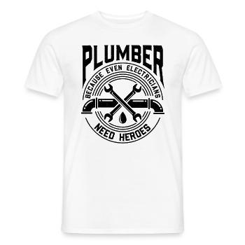 Plumber Because Even Electricians Need Heroes - Men's T-Shirt - white - Front - AI Model Male 178 dark (178cm)