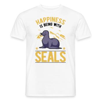 Robbe Glück Sea Lion Seelöwe - Men's T-Shirt - white - Front - AI Model Male 178 dark (178cm)