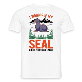 Robbe Geschenk Seehund Seelöwe - Männer T-Shirt - Weiß - Vorne - AI Model Male 178 dark (178cm)