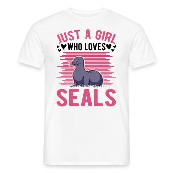Robben Mädchen Seehund Seelöwe - Männer T-Shirt - Weiß - Vorne - AI Model Male 178 dark (178cm)