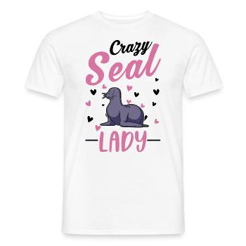 Verrückte Seerobben Frau Seehund Seelöwe - Männer T-Shirt - Weiß - Vorne - AI Model Male 178 dark (178cm)