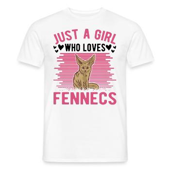 Just a girl who loves Fennecs Fennek Wüstenfuchs - Männer T-Shirt - Weiß - Vorne - AI Model Male 178 dark (178cm)