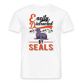 Easily distracted by Seal Robbe Sea Lion - Men's T-Shirt - white - Front - AI Model Male 178 dark (178cm)