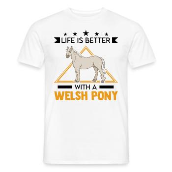 La vie est meilleure avec mon poney gallois - T-shirt homme - blanc - Devant - AI Model Male 178 dark (178cm)