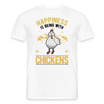 Le bonheur, c’est d’être avec Chickens Hühner - T-shirt homme - blanc - Devant - AI Model Male 178 dark (178cm)
